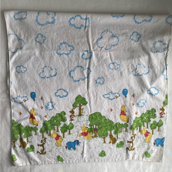 Vintage Walt Disney Winnie The Pooh‎ Bear 100 Acre Wood Baby Receiving Blanket - Picture 1 of 10